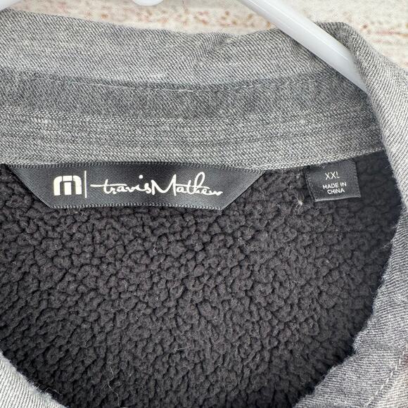 Travis Mathew Golf Towner Shirt Jacket Shacket Mens XXL Gray Black Sherpa - Picture 7 of 14